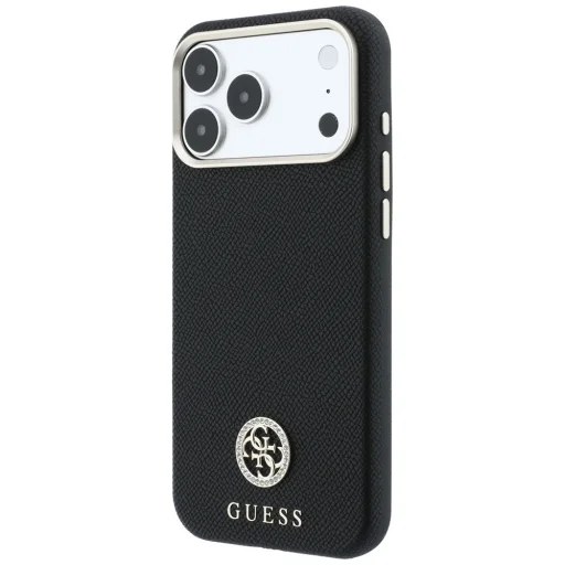 Apple iPhone 18 Pro Max / 17 Pro Max fekete Guess Grained Round Strass Logo MagSafe tok - 2
