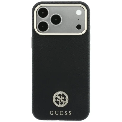 Apple iPhone 18 Pro Max / 17 Pro Max čierne puzdro Guess Grained Round Strass Logo MagSafe - 3