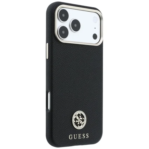 Apple iPhone 18 Pro Max / 17 Pro Max fekete Guess Grained Round Strass Logo MagSafe tok - 4