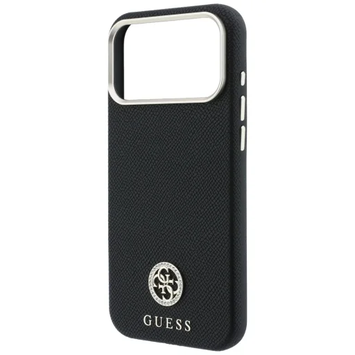 Apple iPhone 18 Pro Max / 17 Pro Max fekete Guess Grained Round Strass Logo MagSafe tok - 6