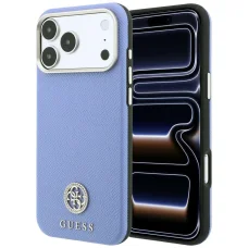 Apple iPhone 18 Pro Max / iPhone 17 Pro Max kék Guess Grained Round Strass Logo MagSafe tok