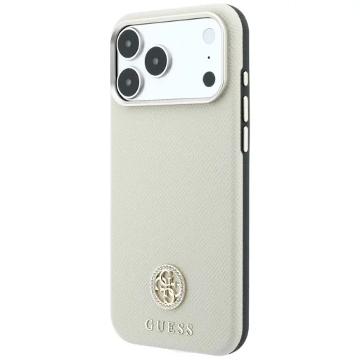 iPhone 18 Pro Max / 17 Pro Max béžový Guess Grained Round Strass Logo MagSafe kryt - 2