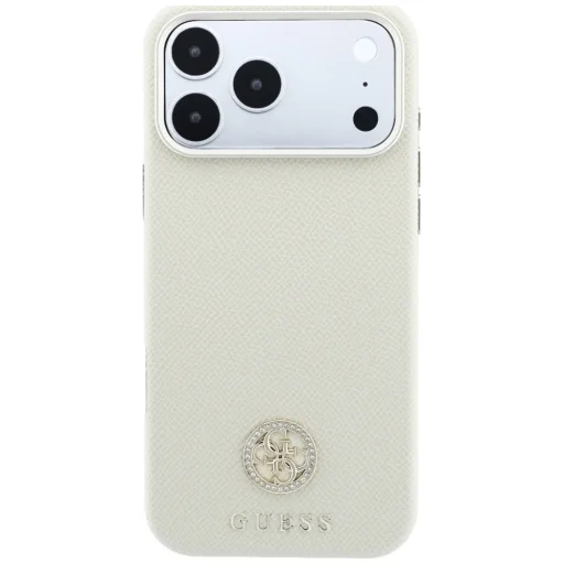 iPhone 18 Pro Max / 17 Pro Max béžový Guess Grained Round Strass Logo MagSafe kryt - 3