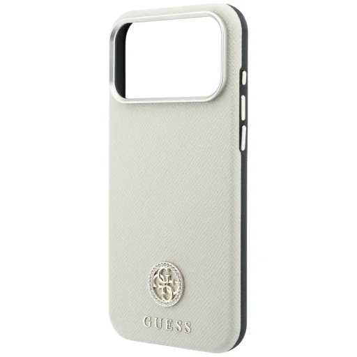 iPhone 18 Pro / iPhone 17 Pro bézs Guess Grained Round Strass Logo MagSafe hátlap tok - 6