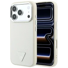 Apple iPhone 18 Pro Max / 17 Pro Max bézs Guess Grained Triangle Logo MagSafe tok