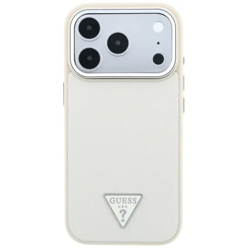 iPhone 18 Pro / 17 Pro béžový Guess Grained Triangle Logo MagSafe kryt - 3
