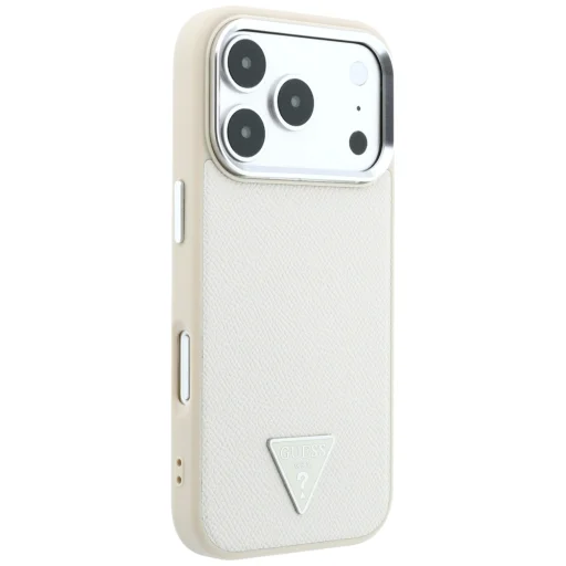 iPhone 18 Pro / 17 Pro béžový Guess Grained Triangle Logo MagSafe kryt - 4