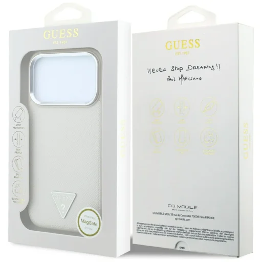 Apple iPhone 18 Pro Max / 17 Pro Max bézs Guess Grained Triangle Logo MagSafe tok - 8
