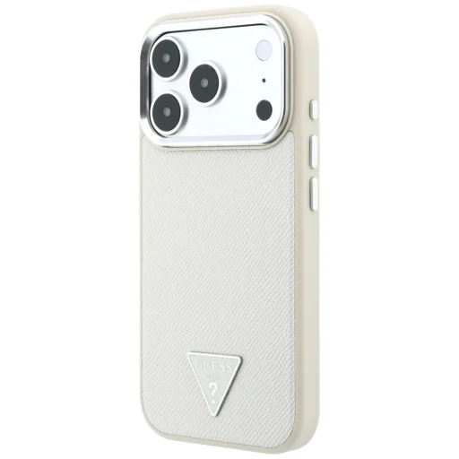 iPhone 18 Pro / 17 Pro béžový Guess Grained Triangle Logo MagSafe kryt - 2