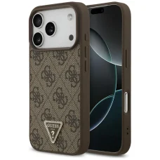 Apple iPhone 18 Pro / 17 Pro hnedé puzdro Guess Leather 4G Triangle Strass MagSafe