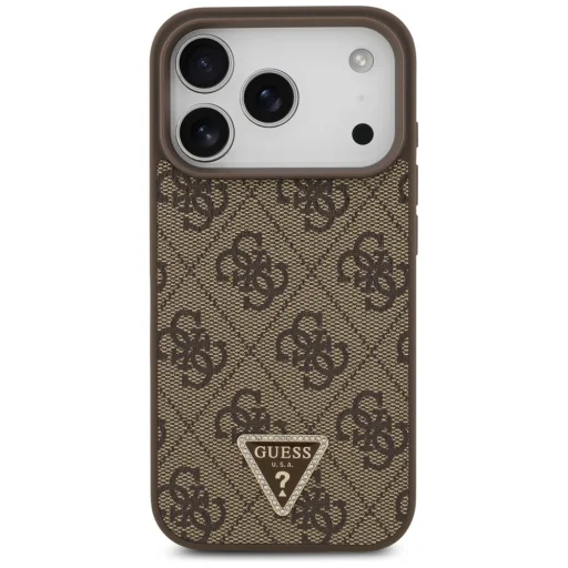 Apple iPhone 18 Pro / 17 Pro barna Guess Leather 4G Triangle Strass MagSafe tok - 3