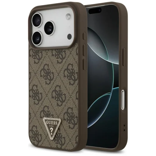 Apple iPhone 18 Pro / 17 Pro barna Guess Leather 4G Triangle Strass MagSafe tok - 1