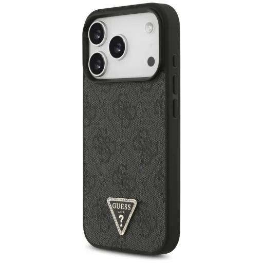 iPhone 18 Pro / 17 Pro fekete Guess Leather 4G Triangle Strass MagSafe tok - 2