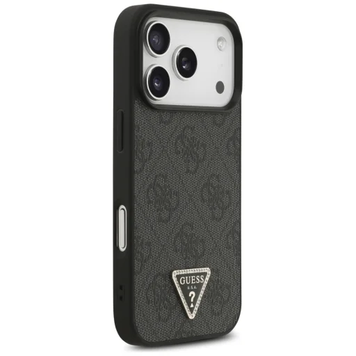 iPhone 18 Pro / 17 Pro fekete Guess Leather 4G Triangle Strass MagSafe tok - 4