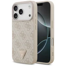 iPhone 18 Pro / 17 Pro rózsaszín Guess Leather 4G Triangle Strass MagSafe hátlap tok