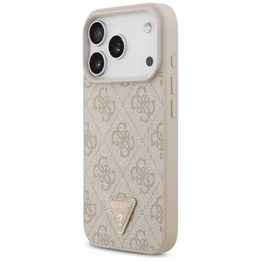 iPhone 18 Pro / 17 Pro rózsaszín Guess Leather 4G Triangle Strass MagSafe hátlap tok - 2