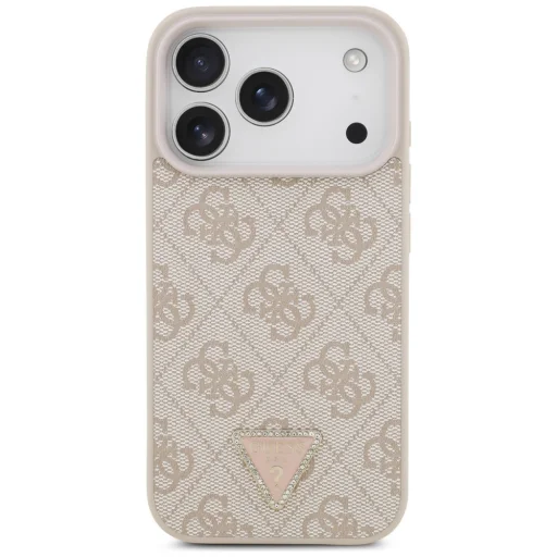 iPhone 18 Pro / 17 Pro rózsaszín Guess Leather 4G Triangle Strass MagSafe hátlap tok - 3