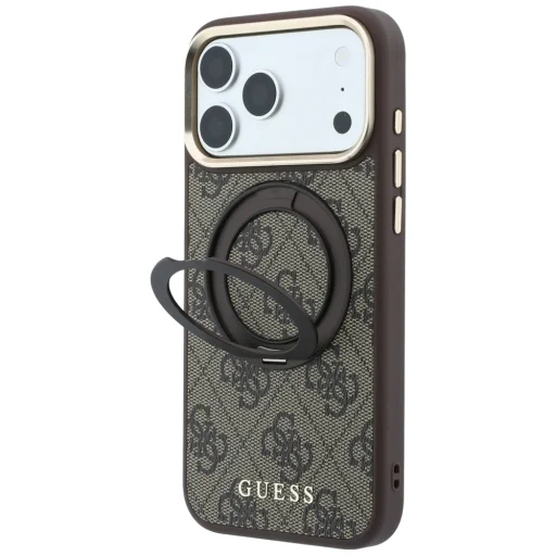 Apple iPhone 18 Pro / 17 Pro barna Guess Ring Stand 360 4G Classic Logo MagSafe tok - 2
