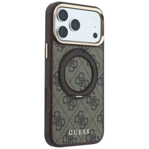 Apple iPhone 18 Pro / 17 Pro barna Guess Ring Stand 360 4G Classic Logo MagSafe tok - 4