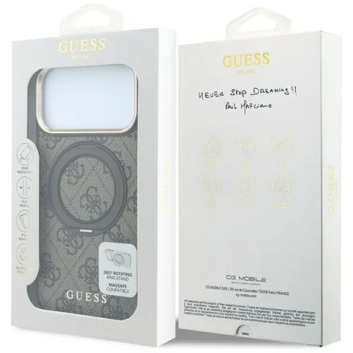 Apple iPhone 18 Pro / 17 Pro barna Guess Ring Stand 360 4G Classic Logo MagSafe tok - 8