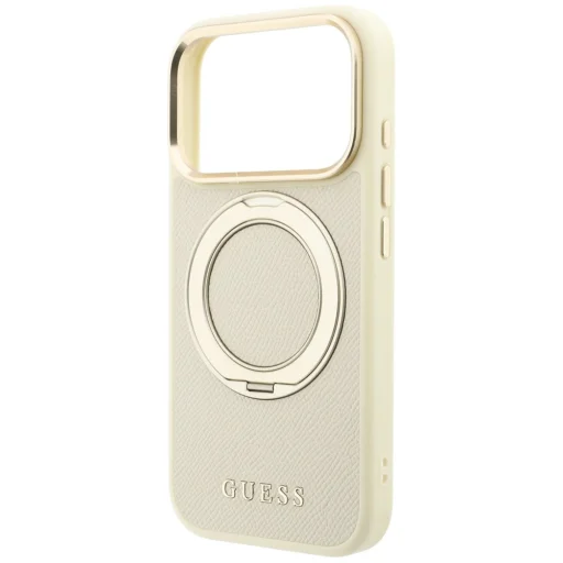iPhone 18 Pro Max / 17 Pro Max béžový zadný kryt Guess Ring Stand 360 Grained Classic Logo MagSafe - 6