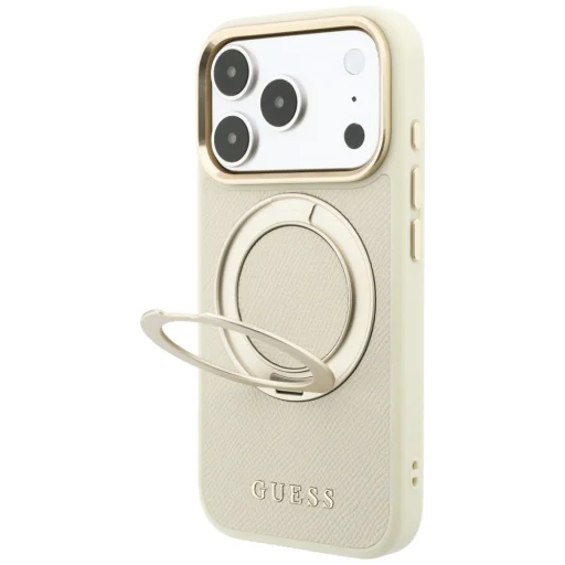 iPhone 18 Pro Max / 17 Pro Max béžový zadný kryt Guess Ring Stand 360 Grained Classic Logo MagSafe - 2