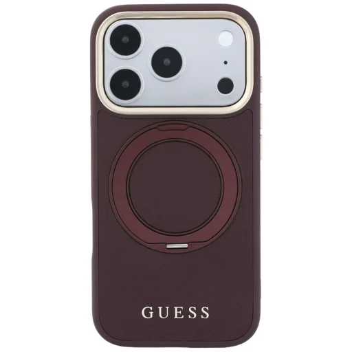 Apple iPhone 18 Pro Max / 17 Pro Max bordové Guess puzdro s 360° prstencovým stojanom Grained Classic Logo MagSafe - 3