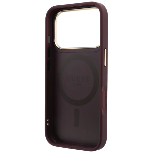 Apple iPhone 18 Pro Max / 17 Pro Max bordové Guess puzdro s 360° prstencovým stojanom Grained Classic Logo MagSafe - 7