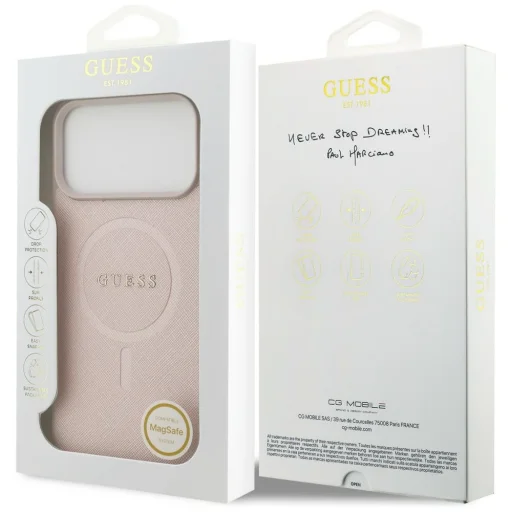 iPhone 18 Pro Max / iPhone 17 Pro Max rózsaszín Guess Saffiano Classic Logo MagSafe tok - 8