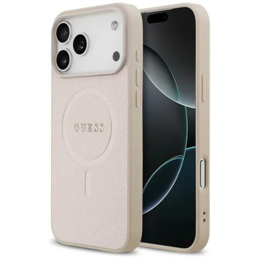 iPhone 18 Pro Max / iPhone 17 Pro Max rózsaszín Guess Saffiano Classic Logo MagSafe tok - 1