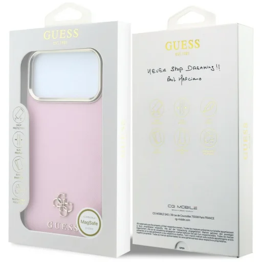 Apple iPhone 18 Pro Max / 17 Pro Max ružové puzdro Guess Saffiano Small 4G & Classic Logo MagSafe - 8