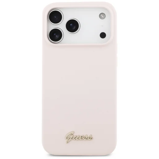 Apple iPhone 18 Pro Max / iPhone 17 Pro Max ružový Guess Silicone Script Metal Logo MagSafe kryt - 3