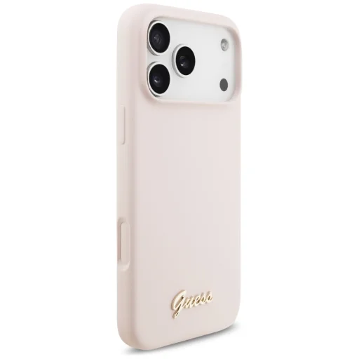 Apple iPhone 18 Pro Max / iPhone 17 Pro Max ružový Guess Silicone Script Metal Logo MagSafe kryt - 4
