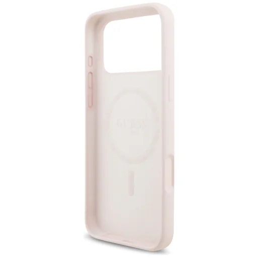 Apple iPhone 18 Pro Max / iPhone 17 Pro Max ružový Guess Silicone Script Metal Logo MagSafe kryt - 7