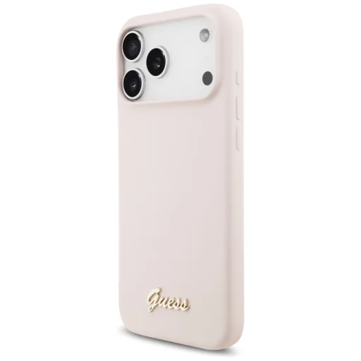 Apple iPhone 18 Pro Max / iPhone 17 Pro Max ružový Guess Silicone Script Metal Logo MagSafe kryt - 2