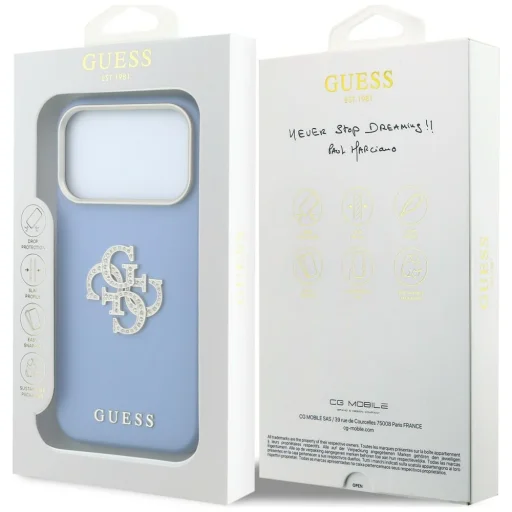 Apple iPhone 18 Pro / 17 Pro modré puzdro Guess Smooth & Big Strass Logo - 8