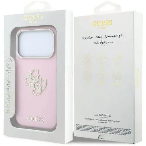 Ružový kryt Guess Smooth & Big Strass Logo pre iPhone 18 Pro / 17 Pro - 8