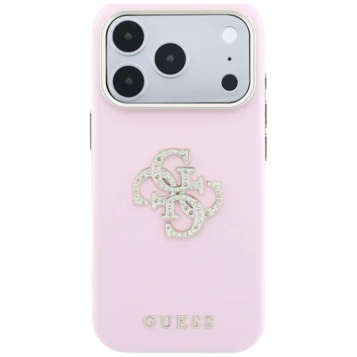 iPhone 18 Pro / 17 Pro rózsaszín Guess Smooth & Big Strass Logo tok - 3