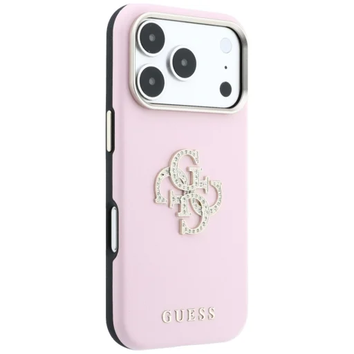 iPhone 18 Pro / 17 Pro rózsaszín Guess Smooth & Big Strass Logo tok - 4