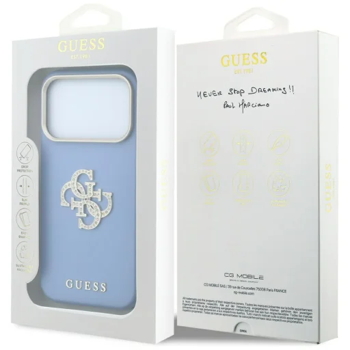 Modré puzdro Guess Smooth & Big Strass Logo pre iPhone 18 Pro Max / 17 Pro Max - 8