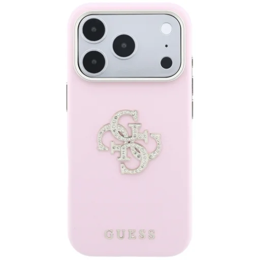 iPhone 18 Pro Max / 17 Pro Max ružový ochranný kryt Guess Smooth & Big Strass Logo - 3