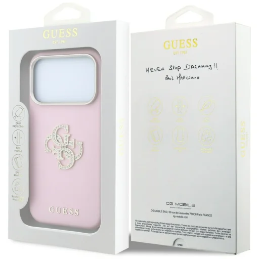 iPhone 18 Pro Max / 17 Pro Max ružový ochranný kryt Guess Smooth & Big Strass Logo - 8