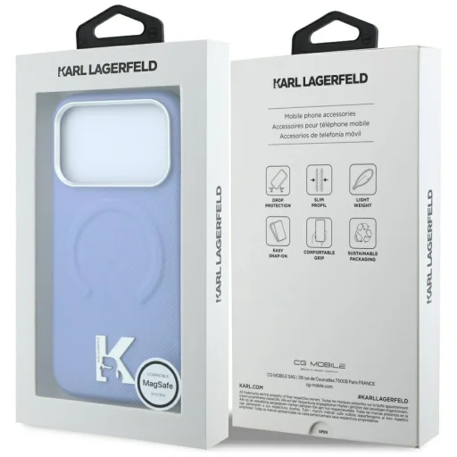 Apple iPhone 18 Pro / 17 Pro svetlomodré puzdro Karl Lagerfeld Grained Embossed Ring & Kameo Logo MagSafe - 8