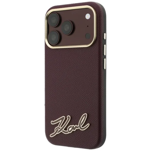 Apple iPhone 18 Pro / 17 Pro bordó Karl Lagerfeld Grained with Resin Signature Logo MagSafe tok - 2