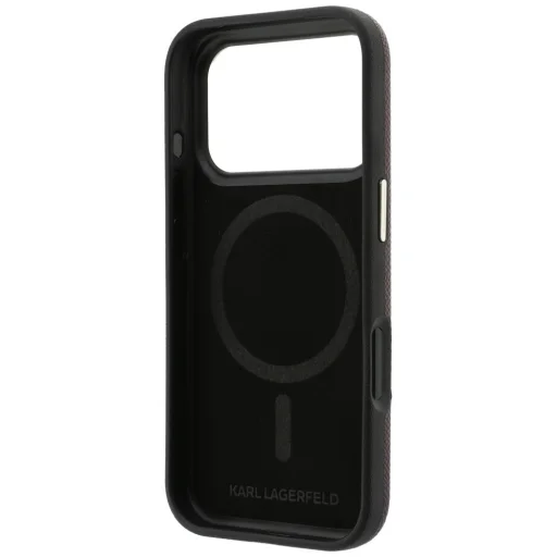 iPhone 18 Pro Max / 17 Pro Max bordové puzdro Karl Lagerfeld Grained with Resin Signature Logo MagSafe - 7