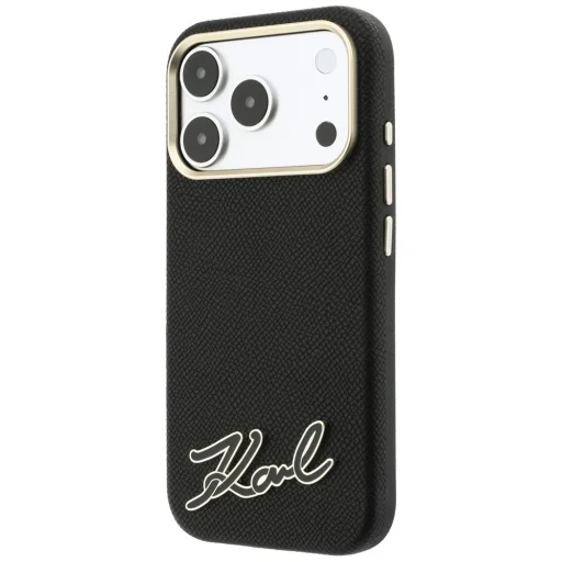 Apple iPhone 18 Pro / 17 Pro fekete Karl Lagerfeld Grained with Resin Signature Logo MagSafe tok - 2