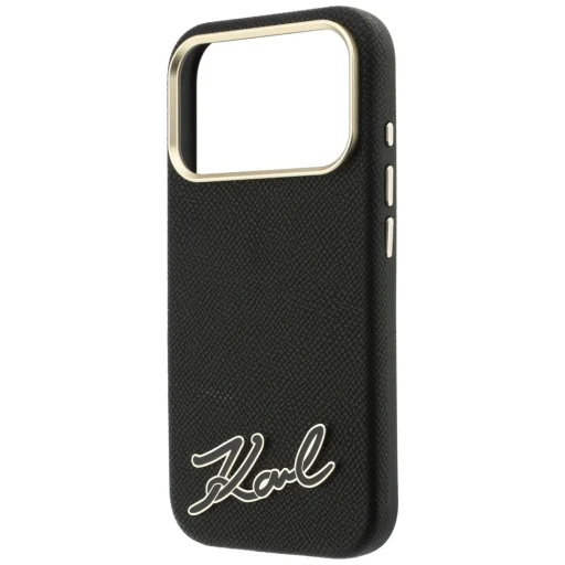 Apple iPhone 18 Pro / 17 Pro čierny Karl Lagerfeld Grained with Resin Signature Logo MagSafe kryt - 6