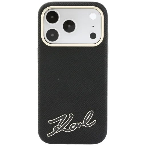 Apple iPhone 18 Pro / 17 Pro fekete Karl Lagerfeld Grained with Resin Signature Logo MagSafe tok - 3