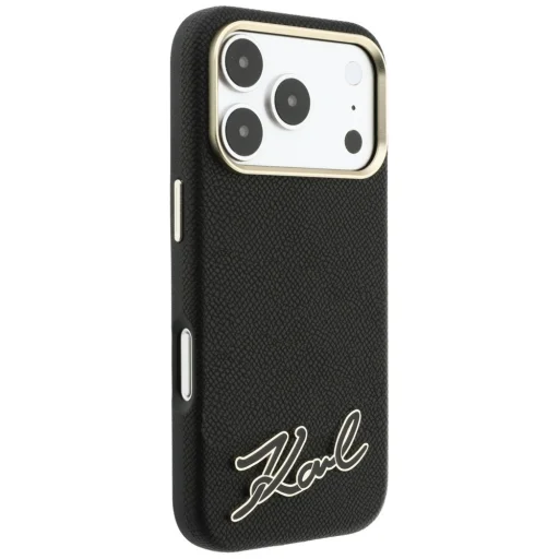Apple iPhone 18 Pro / 17 Pro fekete Karl Lagerfeld Grained with Resin Signature Logo MagSafe tok - 4