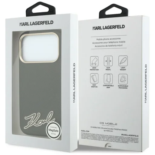 Apple iPhone 18 Pro / 17 Pro fekete Karl Lagerfeld Grained with Resin Signature Logo MagSafe tok - 8
